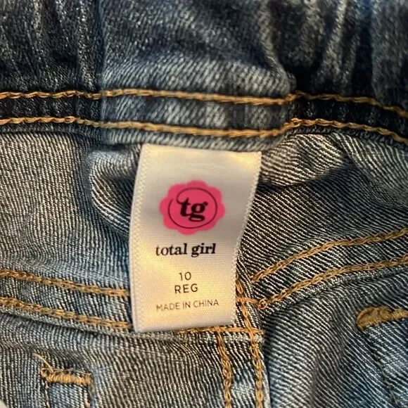 Total Girl Girls Size 10 Denim Bermuda Shorts Sequin Y2K Cuffed - Picture 5 of 8